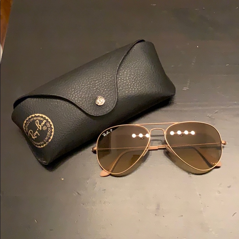 Women’s Ray Ban Polarized Gold Aviator Sunglasses